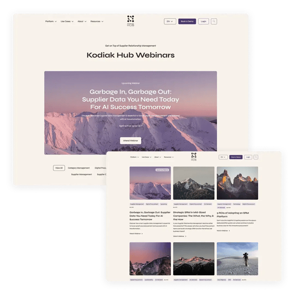 Kodiak Hub’s website re-design project with dynamic pages
